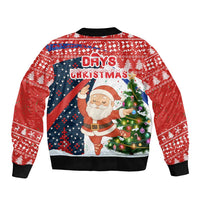 Russia Christmas Bomber Jacket with Dancing Santa Christmas Tree Lights and Red Snowflake - Wonder Print Shop