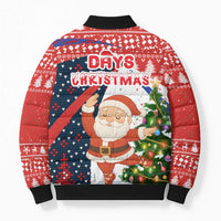 Russia Christmas Bomber Puffer Jacket with Dancing Santa Christmas Tree Lights and Red Snowflake - Wonder Print Shop