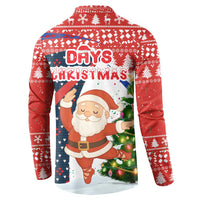 Russia Christmas Button Sweatshirt with Dancing Santa Christmas Tree Lights and Red Snowflake - Wonder Print Shop