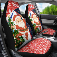 Russia Christmas Car Seat Cover with Dancing Santa Christmas Tree Lights and Red Snowflake - Wonder Print Shop