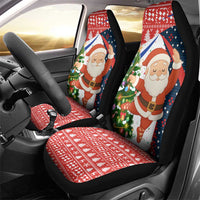 Russia Christmas Car Seat Cover with Dancing Santa Christmas Tree Lights and Red Snowflake - Wonder Print Shop