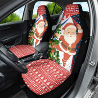 Russia Christmas Car Seat Cover with Dancing Santa Christmas Tree Lights and Red Snowflake - Wonder Print Shop