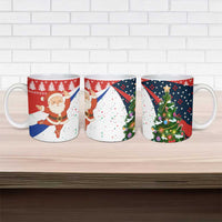Russia Christmas Ceramic Mug with Dancing Santa Christmas Tree Lights and Red Snowflake - Wonder Print Shop