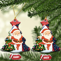 Russia Christmas Ceramic Ornament with Dancing Santa Christmas Tree Lights and Red Snowflake - Wonder Print Shop