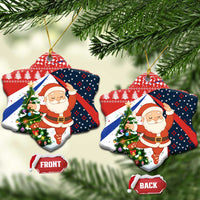 Russia Christmas Ceramic Ornament with Dancing Santa Christmas Tree Lights and Red Snowflake - Wonder Print Shop