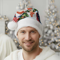 Russia Christmas Santa Hat with Dancing Santa Christmas Tree Lights and Red Snowflake - Wonder Print Shop
