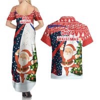 Russia Christmas Couples Matching Summer Maxi Dress and Hawaiian Shirt with Dancing Santa Christmas Tree Lights and Red Snowflake - Wonder Print Shop
