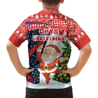 Russia Christmas Family Matching Off The Shoulder Long Sleeve Dress and Hawaiian Shirt with Dancing Santa Christmas Tree Lights and Red Snowflake - Wonder Print Shop