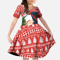 Russia Christmas Family Matching Off The Shoulder Long Sleeve Dress and Hawaiian Shirt with Dancing Santa Christmas Tree Lights and Red Snowflake - Wonder Print Shop
