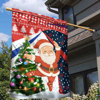 Russia Christmas Garden Flag with Dancing Santa Christmas Tree Lights and Red Snowflake - Wonder Print Shop