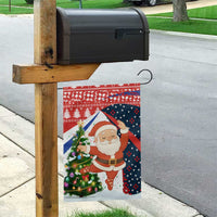 Russia Christmas Garden Flag with Dancing Santa Christmas Tree Lights and Red Snowflake - Wonder Print Shop