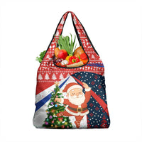 Russia Christmas Grocery Bag with Dancing Santa Christmas Tree Lights and Red Snowflake - Wonder Print Shop