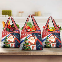Russia Christmas Grocery Bag with Dancing Santa Christmas Tree Lights and Red Snowflake - Wonder Print Shop