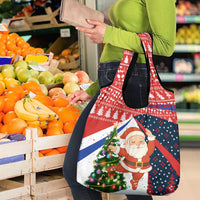 Russia Christmas Grocery Bag with Dancing Santa Christmas Tree Lights and Red Snowflake - Wonder Print Shop