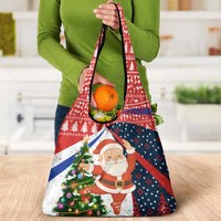 Russia Christmas Grocery Bag with Dancing Santa Christmas Tree Lights and Red Snowflake - Wonder Print Shop