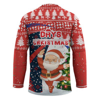 Russia Christmas Hockey Jersey with Dancing Santa Christmas Tree Lights and Red Snowflake - Wonder Print Shop