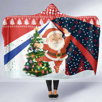 Russia Christmas Hooded Blanket with Dancing Santa Christmas Tree Lights and Red Snowflake - Wonder Print Shop