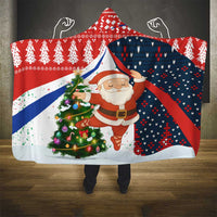 Russia Christmas Hooded Blanket with Dancing Santa Christmas Tree Lights and Red Snowflake - Wonder Print Shop