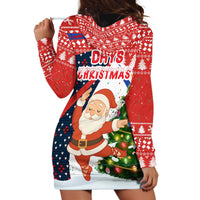 Russia Christmas Hoodie Dress with Dancing Santa Christmas Tree Lights and Red Snowflake - Wonder Print Shop