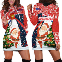Russia Christmas Hoodie Dress with Dancing Santa Christmas Tree Lights and Red Snowflake - Wonder Print Shop
