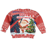 Russia Christmas Kid Ugly Christmas Sweater with Dancing Santa Christmas Tree Lights and Red Snowflake - Wonder Print Shop