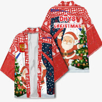 Russia Christmas Kimono with Dancing Santa Christmas Tree Lights and Red Snowflake - Wonder Print Shop