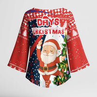 Russia Christmas Kimono Sleeve Blouse with Dancing Santa Christmas Tree Lights and Red Snowflake - Wonder Print Shop