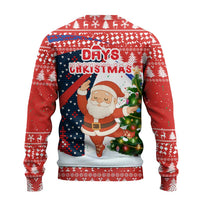 Russia Christmas Ugly Christmas Sweater with Dancing Santa Christmas Tree Lights and Red Snowflake - Wonder Print Shop