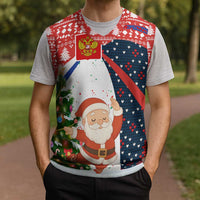 Russia Christmas Knitted V-Neck Vest with Dancing Santa Christmas Tree Lights and Red Snowflake - Wonder Print Shop