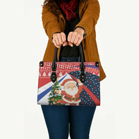 Russia Christmas Leather Bag with Dancing Santa Christmas Tree Lights and Red Snowflake - Wonder Print Shop