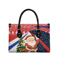 Russia Christmas Leather Bag with Dancing Santa Christmas Tree Lights and Red Snowflake - Wonder Print Shop