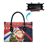 Russia Christmas Leather Bag with Dancing Santa Christmas Tree Lights and Red Snowflake - Wonder Print Shop