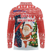 Russia Christmas Long Sleeve Polo Shirt with Dancing Santa Christmas Tree Lights and Red Snowflake - Wonder Print Shop