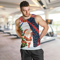 Russia Christmas Men Tank Top with Dancing Santa Christmas Tree Lights and Red Snowflake - Wonder Print Shop
