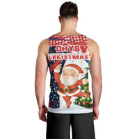 Russia Christmas Men Tank Top with Dancing Santa Christmas Tree Lights and Red Snowflake - Wonder Print Shop