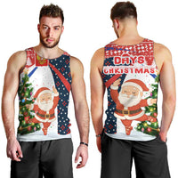 Russia Christmas Men Tank Top with Dancing Santa Christmas Tree Lights and Red Snowflake - Wonder Print Shop