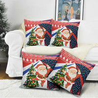 Russia Christmas Pillow Cover with Dancing Santa Christmas Tree Lights and Red Snowflake - Wonder Print Shop