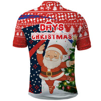 Russia Christmas Polo Shirt with Dancing Santa Christmas Tree Lights and Red Snowflake - Wonder Print Shop