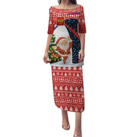 Russia Christmas Puletasi with Dancing Santa Christmas Tree Lights and Red Snowflake - Wonder Print Shop