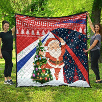 Russia Christmas Quilt with Dancing Santa Christmas Tree Lights and Red Snowflake - Wonder Print Shop