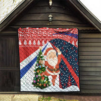 Russia Christmas Quilt with Dancing Santa Christmas Tree Lights and Red Snowflake - Wonder Print Shop