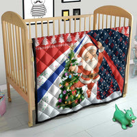 Russia Christmas Quilt with Dancing Santa Christmas Tree Lights and Red Snowflake - Wonder Print Shop