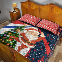 Russia Christmas Quilt Bed Set with Dancing Santa Christmas Tree Lights and Red Snowflake - Wonder Print Shop