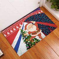 Russia Christmas Rubber Doormat with Dancing Santa Christmas Tree Lights and Red Snowflake - Wonder Print Shop