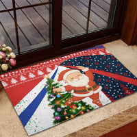 Russia Christmas Rubber Doormat with Dancing Santa Christmas Tree Lights and Red Snowflake - Wonder Print Shop