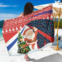 Russia Christmas Sarong with Dancing Santa Christmas Tree Lights and Red Snowflake - Wonder Print Shop