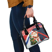 Russia Christmas Shoulder Handbag with Dancing Santa Christmas Tree Lights and Red Snowflake - Wonder Print Shop