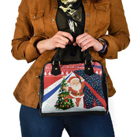 Russia Christmas Shoulder Handbag with Dancing Santa Christmas Tree Lights and Red Snowflake - Wonder Print Shop