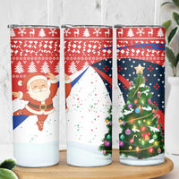 Russia Christmas Skinny Tumbler with Dancing Santa Christmas Tree Lights and Red Snowflake - Wonder Print Shop