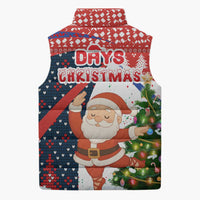 Russia Christmas Sleeveless Puffer Jacket with Dancing Santa Christmas Tree Lights and Red Snowflake - Wonder Print Shop